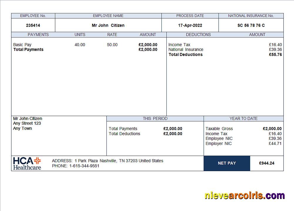 USA healthcare company employee sheet